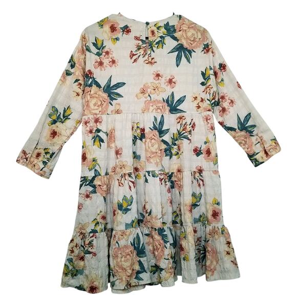 Zara Floral Tiered Mini Dress Puckered Crinkle Fabric Cottagecore Feminine Sz M - Picture 3 of 10